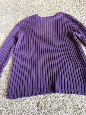 Jessica Simpson Deep Purple Ribbed Crewneck Sweater